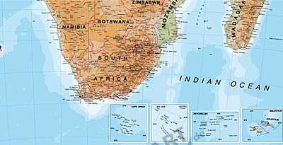 Afrika Landkarte Physikalisch 100 X 1cm