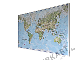 Weltkarte physikalisch auf Canvas 90 x 60cm