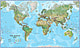 Fysisk verdenskort 1:30 millioner (naturlige landskab) 136 x 82cm - magnetisk opslagtavle