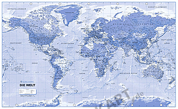 Politische Weltkarte als Vliestapete in Blau