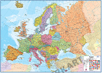 Politische Europa Karte (Standardformat) 136 x 100cm