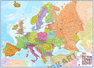 Politisk kort over Europa (storformat)