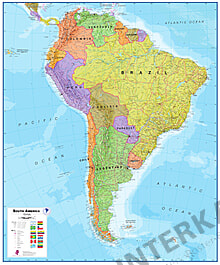 Südamerika Karte politisch 100 x 120cm Südamerika Karte politisch 100 x 120cm