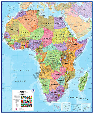 Afrika Karte Politisch 100 X 120cm