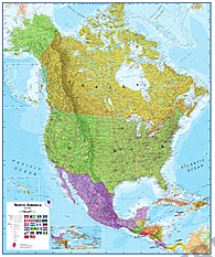 North America wall map Poster political