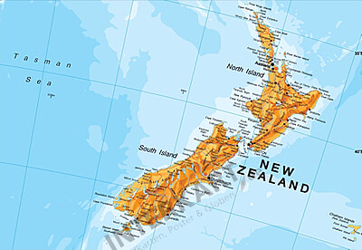 Australien Asien Landkarte Politisch 120 X 100cm