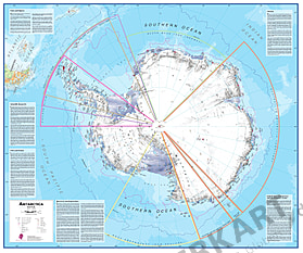Antarktis Südpol Karte Poster - Antarktis Südpol Landkarte