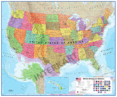 Usa Landkarte Politisch 1 X 100cm