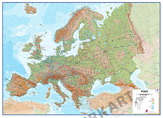 Fysisk kort over Europa