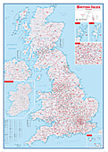 Britische Inseln Postleitzahlenkarte 84 x 119cm
