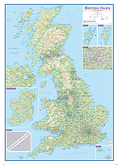 British Isles Road Wall Map 84 x 119cm