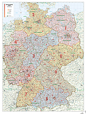 Postleitzahlenkarte Deutschland XL 1:500.000  131 x 174cm
