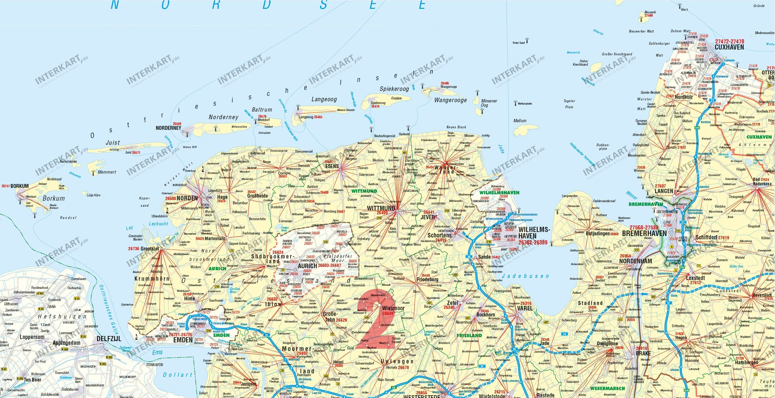 Plz Karte Nord Und Westdeutschland 110 X 131cm