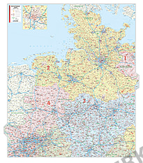 Postleitzahlenkarte Nord- und Westdeutschland