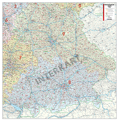 Postleitzahlenkarte Bayern 110 X 112cm