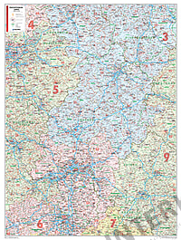 Postleitzahlenkarte Hessen 98 x 130cm Postleitzahlenkarte Hessen 98 x 130cm
