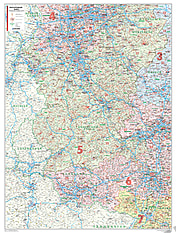 Postleitzahlenkarte Rheinland Pfalz / Saarland 98 x 130cm