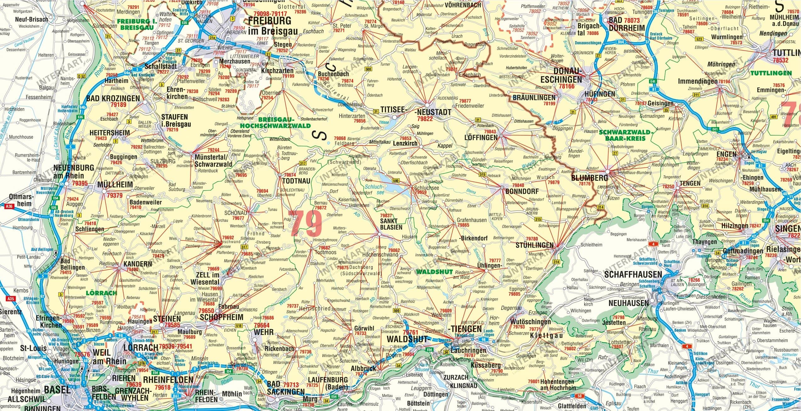 Postleitzahlenkarte Baden Wurttemberg