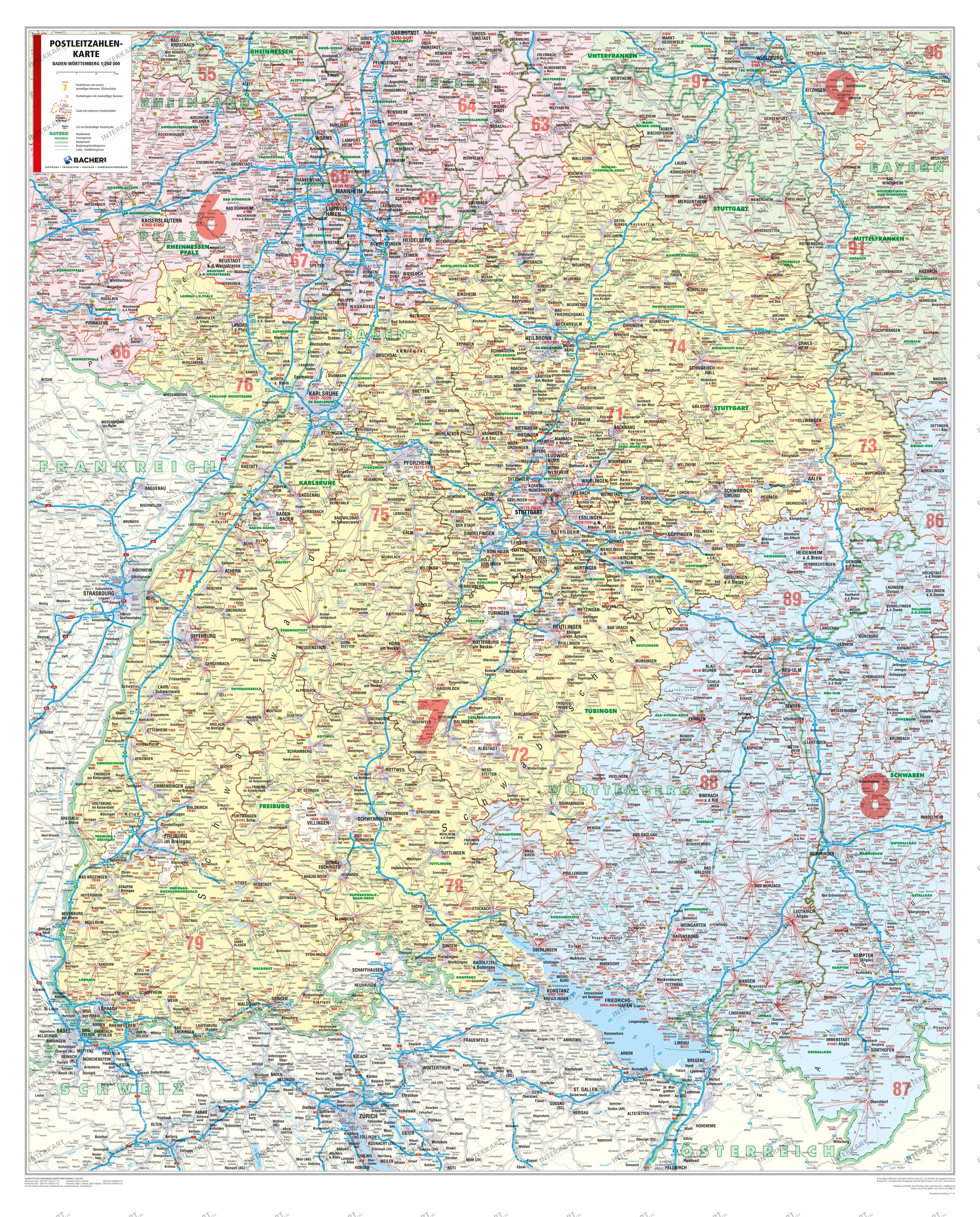 Postleitzahlenkarte Baden Württemberg