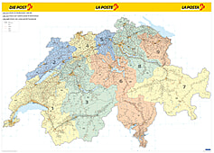 Schweiz Postleitzahlenkarte 140 x 100cm