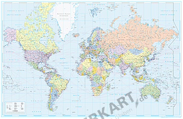 Politische Weltkarte mit Seehäfen 1:26 Mio