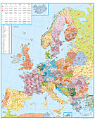 Postleitzahlenkarte Europa 98 x 123cm
