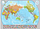Politisk verdenskort Pacific centreret med flag 135 x 100cm
