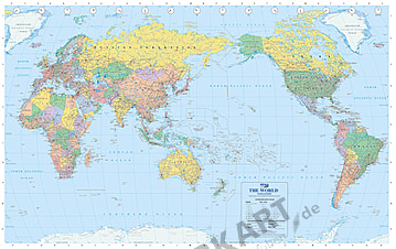 Political World Map - Pacific Centered 1:20 Mio (large size)