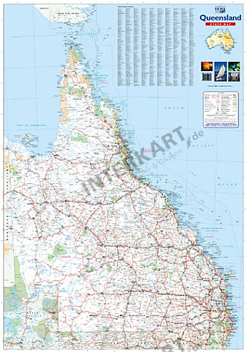 Queensland Karte 70 X 100cm