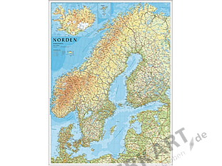 Nordeuropa Skandinavien Karte 75 x 100cm