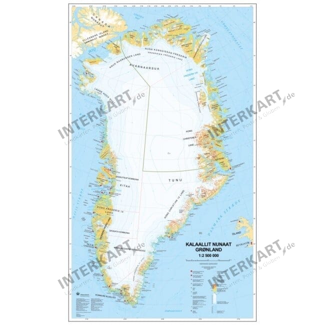 Greenland Map physically 70 x 114cm