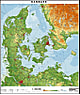 Dänemark Landkarte physikalisch 70 x 82cm