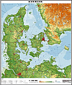 Dänemark Landkarte physikalisch 70 x 82cm