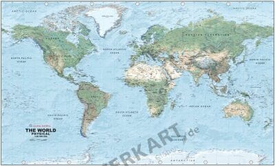 World Map With Physical Features Physical World Map 1:40 Mio 99 X 61Cm