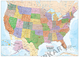 USA Landkarte politisch 140 x 102cm
