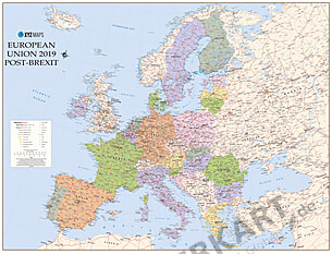 Europaische Union Eu Karte Nach Dem Brexit 135 X 100cm