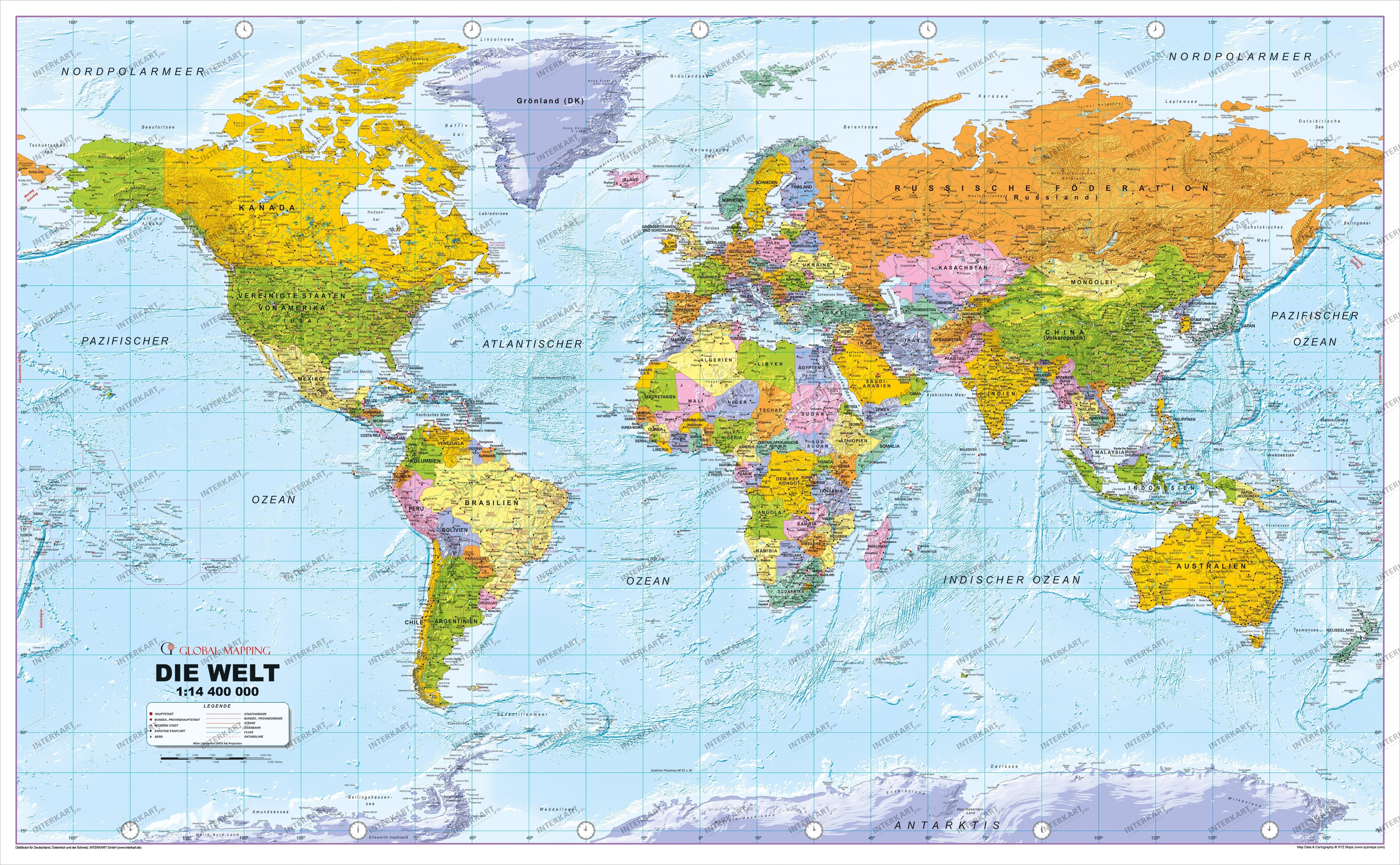Politische Weltkarte XXL deutsch 275 x 170cm