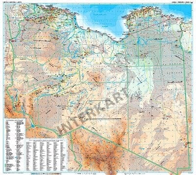 Libyen Landkarte physikalisch 98 x 88cm