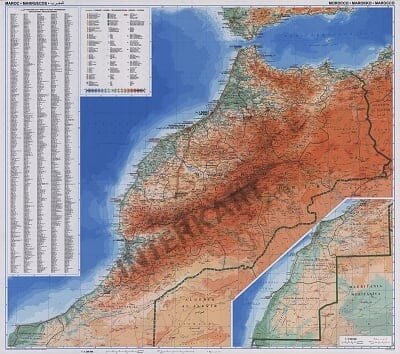 Marokko Landkarte 99 x 88cm - Papier