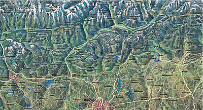 Panorama Wall Map Alps Xxl Laminated 182 X 130cm