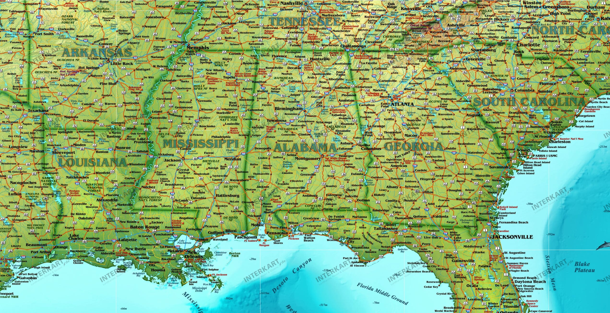 Usa Landkarte Physikalisch 191 X 107cm