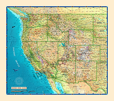 Der Westen Der Usa Landkarte Poster 94 X 84cm