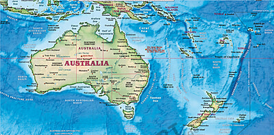 World Map Physical Pacific Centered