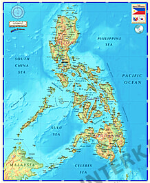 Philippinen Landkarte Poster 105 X 128cm