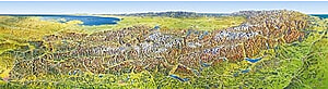 Alpen Panorama Karte Poster 214 x 60cm