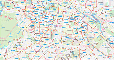Berlin Postcode Area Map 135 X 95cm