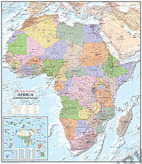 Politische Afrika Karte - Afrika Kontinent Karte als Poster Wandkarte