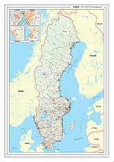 Postleitzahlenkarte Schweden 85 x 120cm