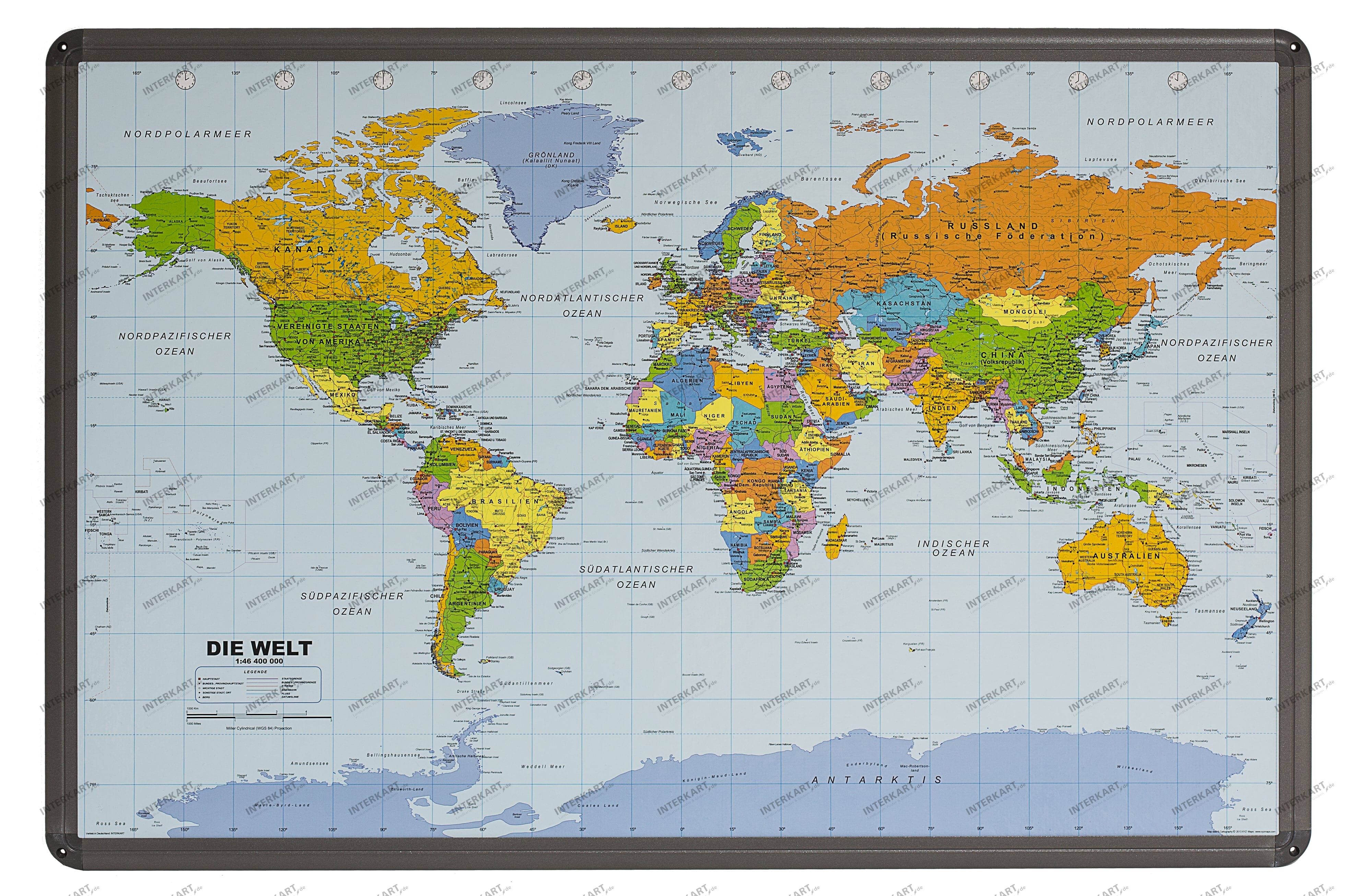 60 x 40cm Kork Pinnwand mit Weltkarte Größe 