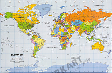 Weltkarte politisch spanisch 90 x 60cm